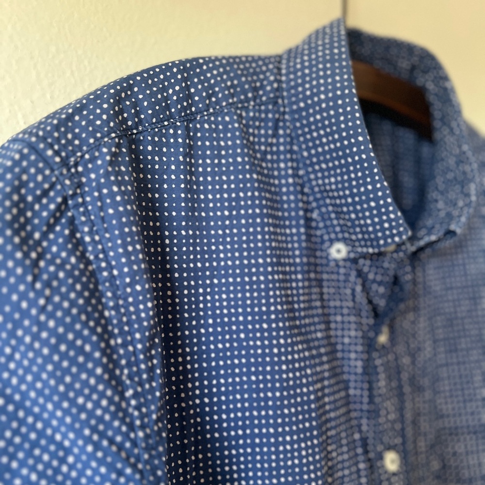American Eagle Navy Blue White Speckle MT 100% Cotton Tee Tall - Picture 7 of 8